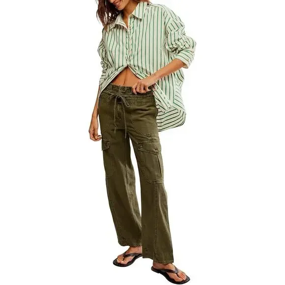 Free People We The Free Women Adventurer Green Park Ave Cargo Pants Size M - Picture 4 of 5
